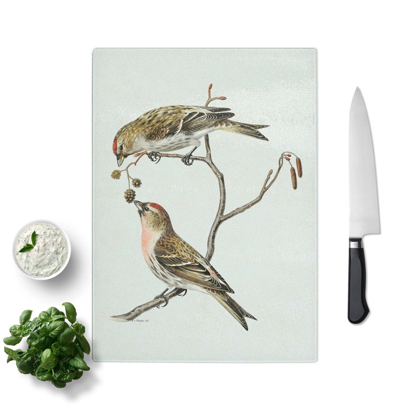 Tempered Glass Common Linnet Birds Chopping Board, 20 cm W x 28.5 cm L