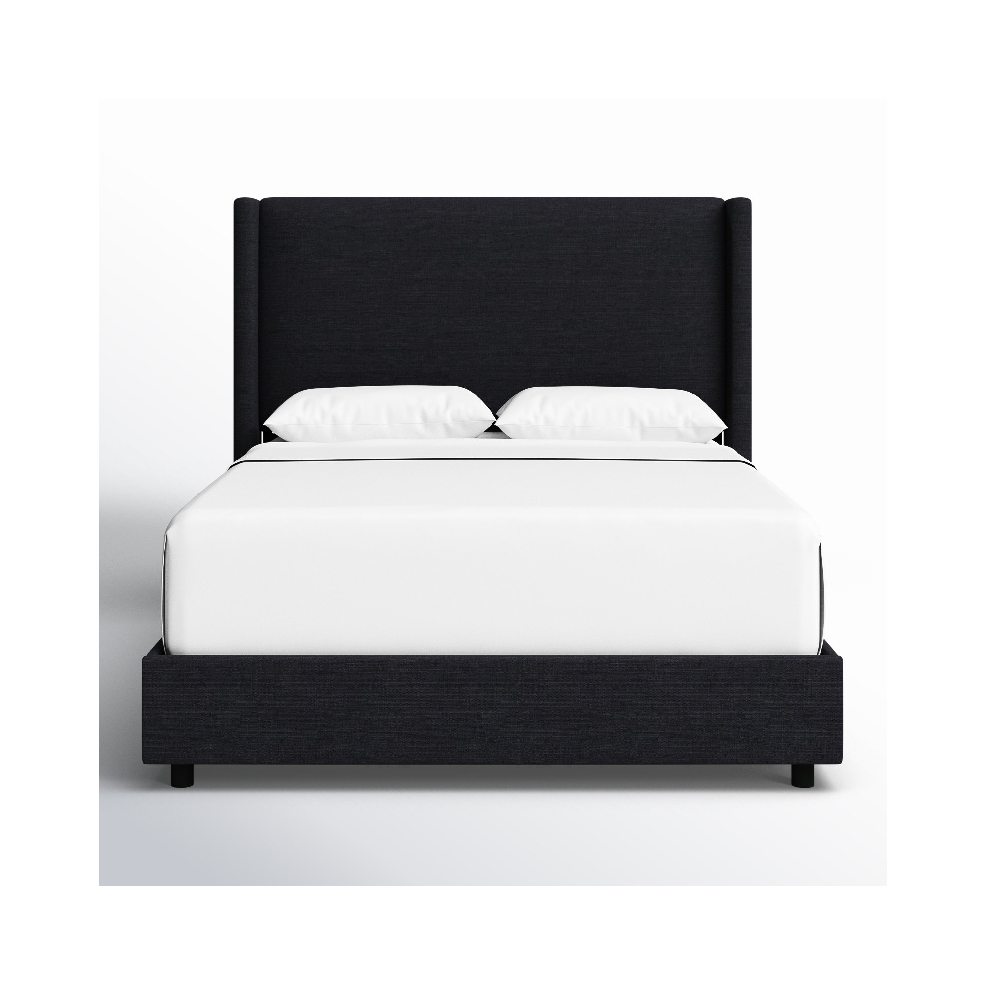Hanson Upholstered Wingback Bed, Queen, Classic Black Linen