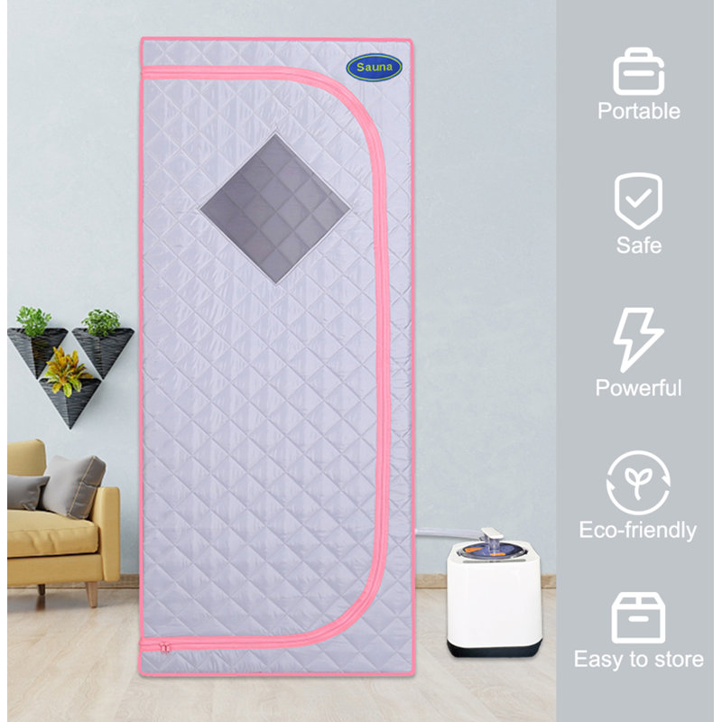 Novobey Portable Traditional Steam Sauna with Remote Control, Grey/Pink