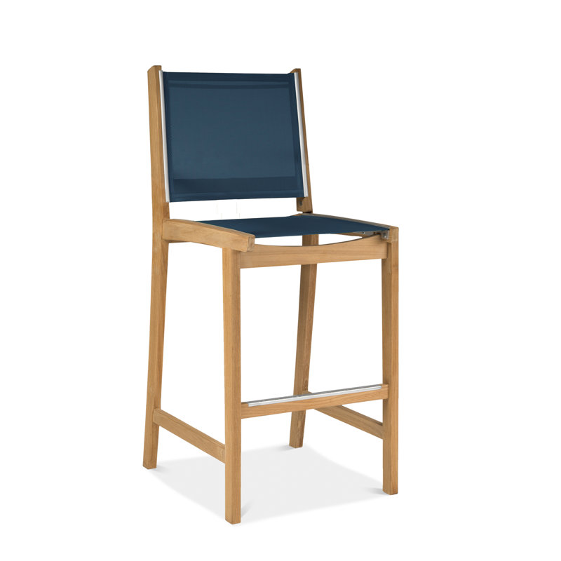 Barbados Teak Outdoor 29.5'' Bar Stool, Navy