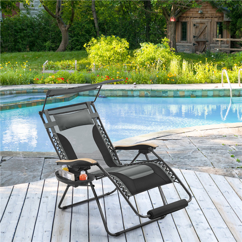 Huntleigh Steel Outdoor Lounge Chair, Gray/Black
