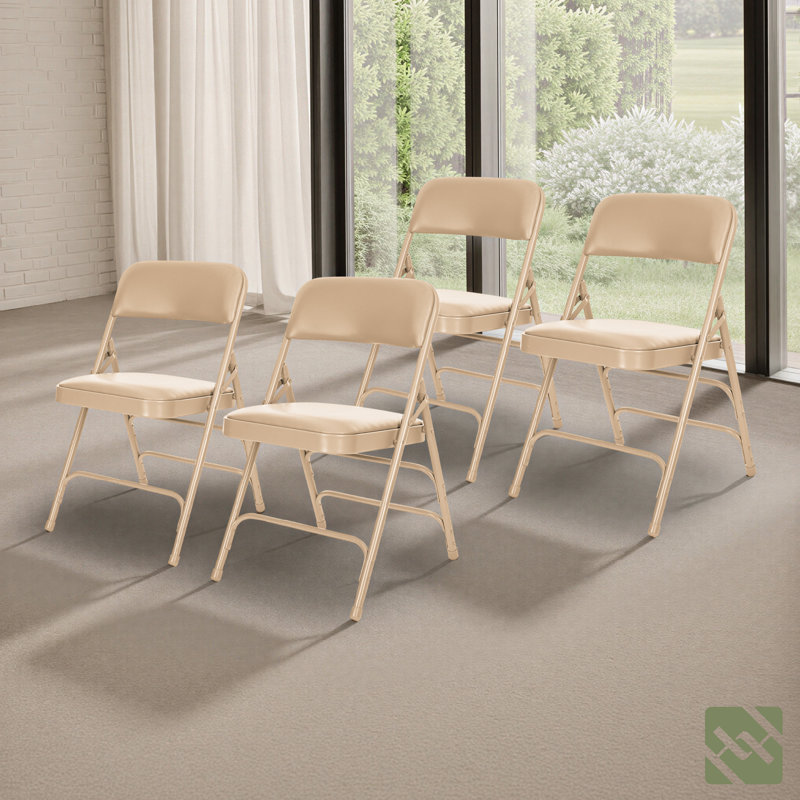 Chaise pliante en vinyle Bernadine, Crème