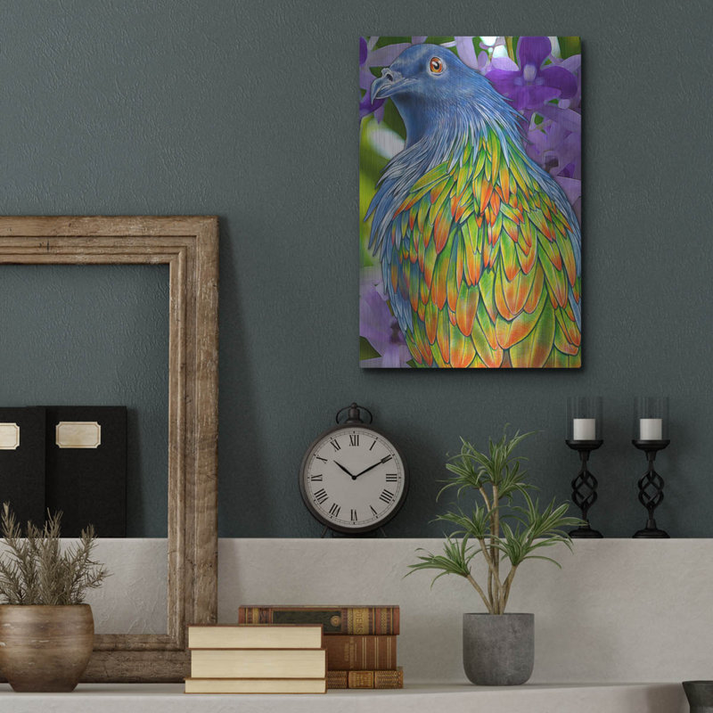  «Nicobar Pigeon» par Tim Jeffs, art mural en métal, H 16 po x l 12 po