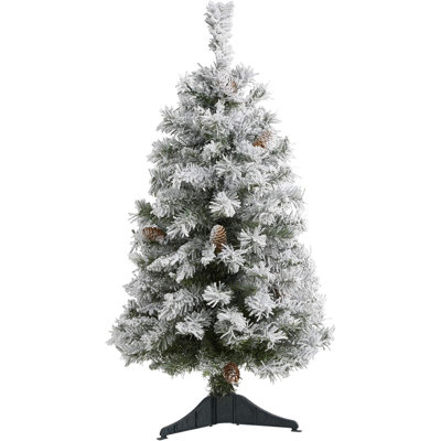  River Mountain Flocked White Pine Artificial Christmas Tree Traditional Style