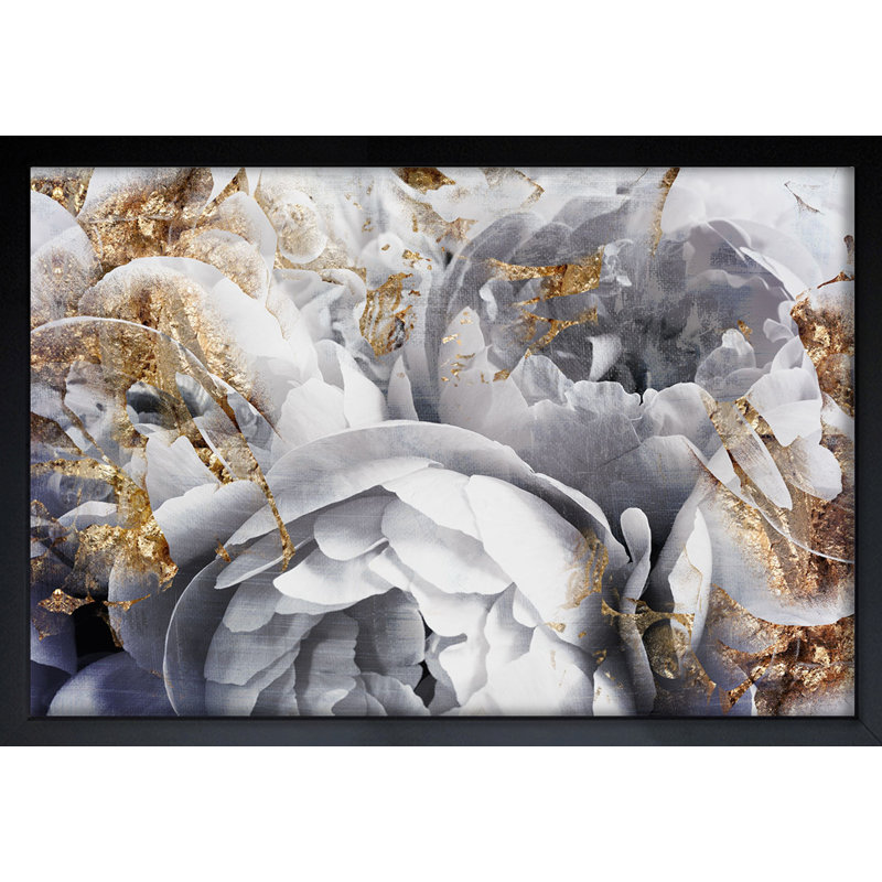 « Her Peony Garden » - impression d'art graphique, H 21,5 po x l 31,5 po, Cadre noir