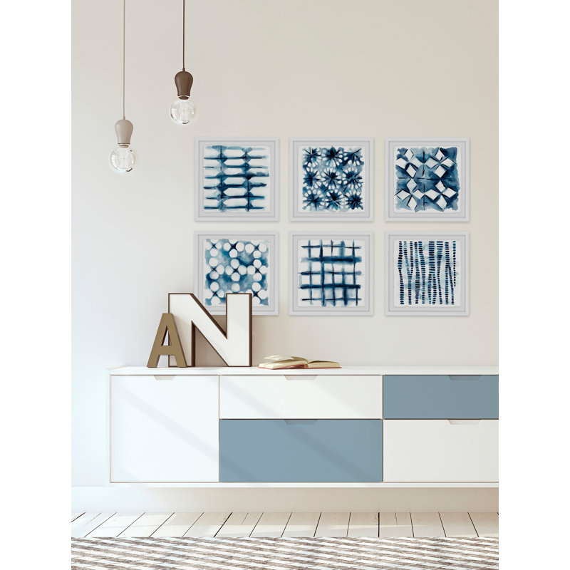 Sarahbella Indigo Study Hexaptych - Ensemble de 6 reproductions de cadres photo, H 32 po x l 32 po x P 1,5 po