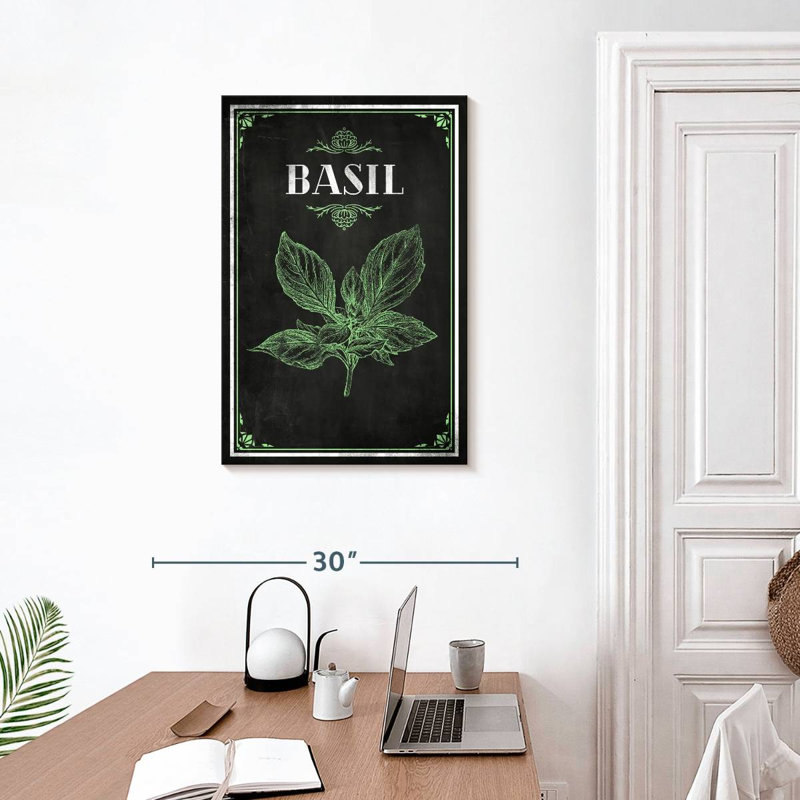 Basilic frais sur toile, H 30 po x l 20 po x P 1,25 po