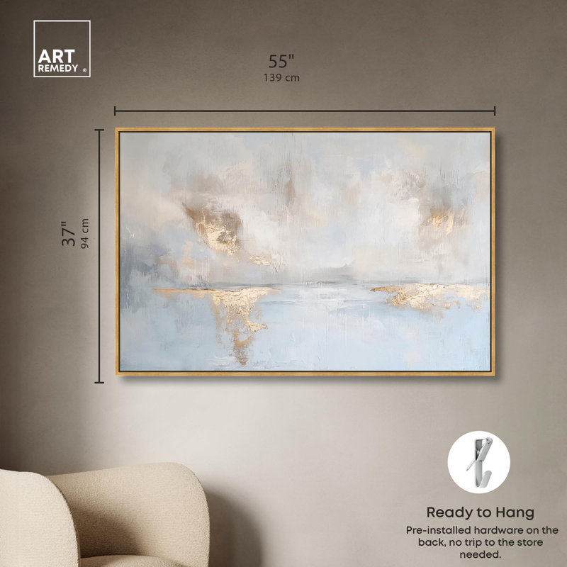 «Erosion Canvas Coastal Abstracts» par Art Remedy, H 37,5 po x l 55,5 po x P 1,2 po, Cadre flottant doré