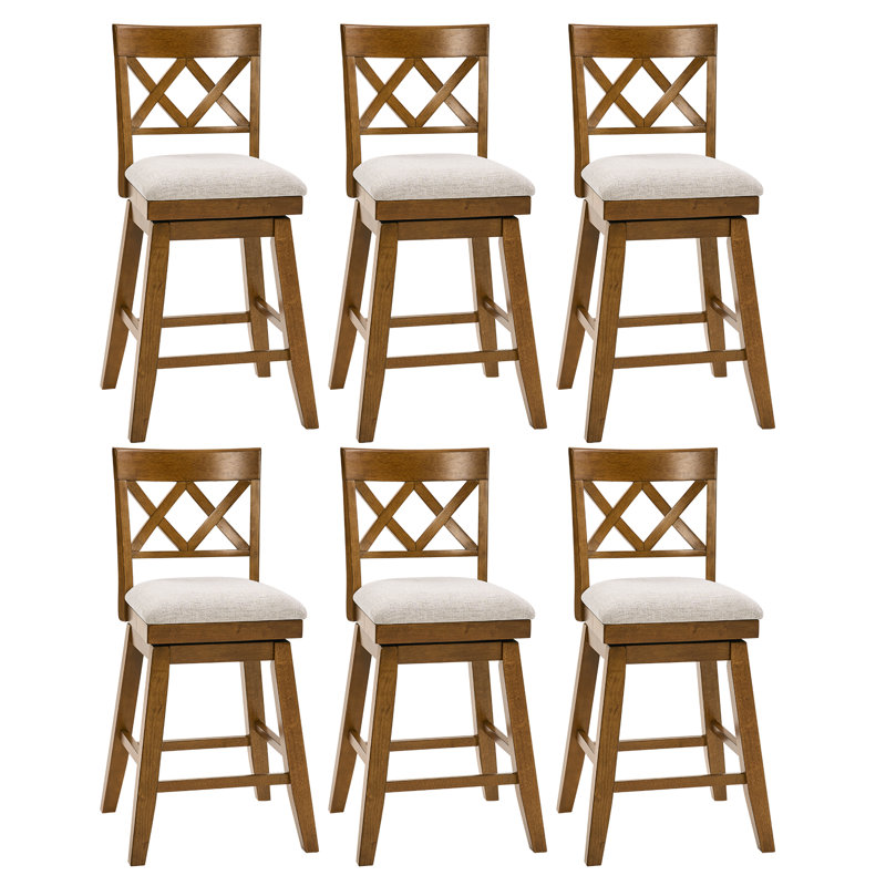 Tabouret de bar en bois massif Modern Farmhouse, Walnut, 6