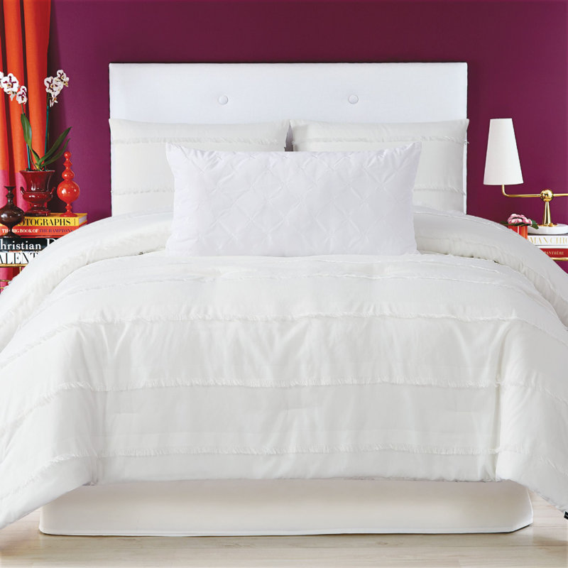 Christian Siriano Kristen Comforter Set, King Comforter + 2 Shams, Off-White