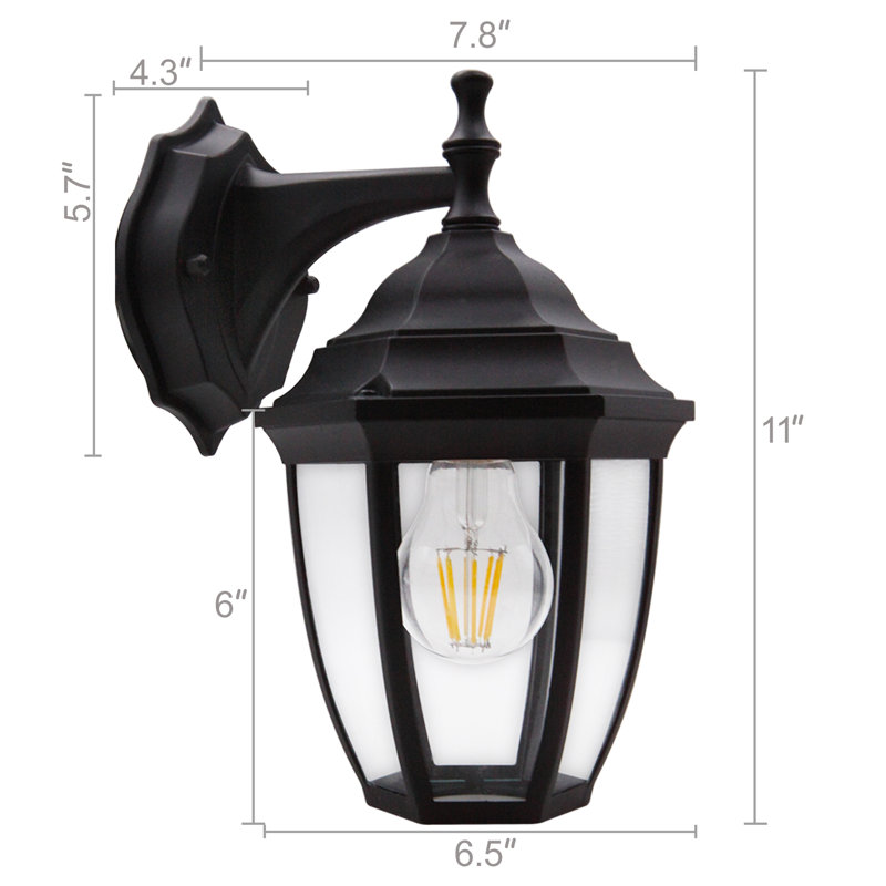 2-Pack Matte Black Outdoor Wall Sconce, Clear Glass Exterior Wall Light, Hardwired E26 Wall Mount Lantern for Porch Garage Entryway