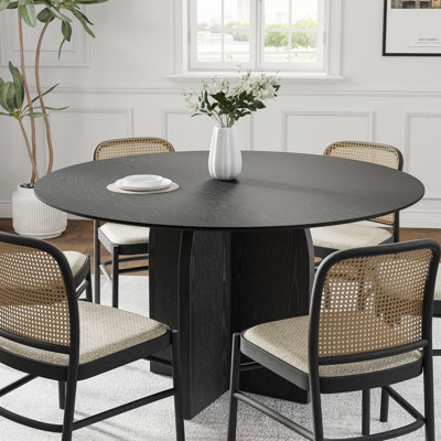 Enciso Round Solid and Manufactured Wood Cross Pedestal Dining Table