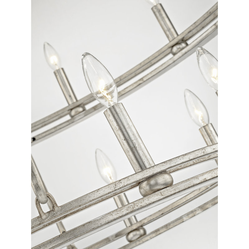 Sutton 20 - Light Dimmable Tiered Chandelier, Champagne Silver Leaf, 108.25" H x 32" W x 32" D