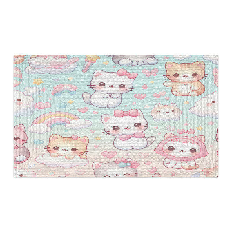 Tapis pastel Kitty Love, Rectangulaire 3 pi x 5 pi