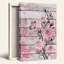 Roses roses et papillon sur toile de bois blanc vieilli-133219855