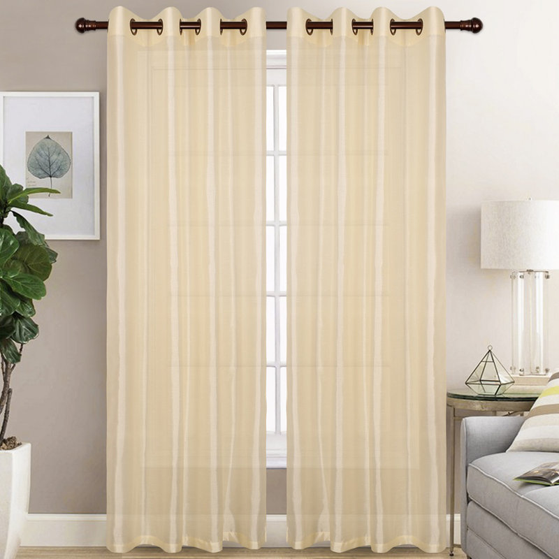 Diredra Polyester Semi-Sheer Curtains, Ivory