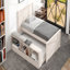 Lit plateforme simple en bois avec lit gigogne escamotable, armoire de rangement, blanc crème-160789264-160789271