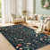 Insect and Plant Vertical Striped Textured Washable Area Rug - Nature-Inspired Carpet for Living Room, Bedroom, or Office