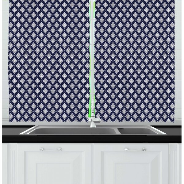 East Urban Home Geometric 55'' W Kitchen Curtain in | Wayfair