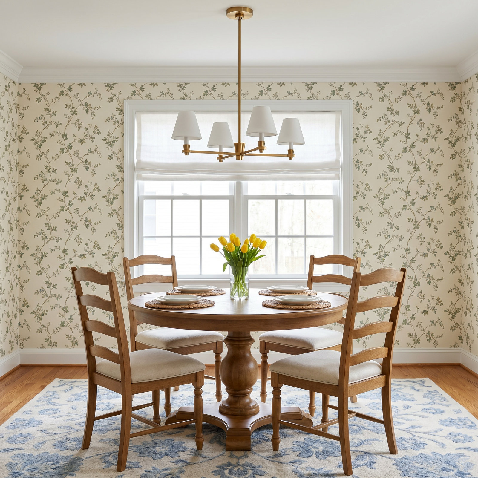 4 - Light Dimmable Chandelier, Burnished Brass