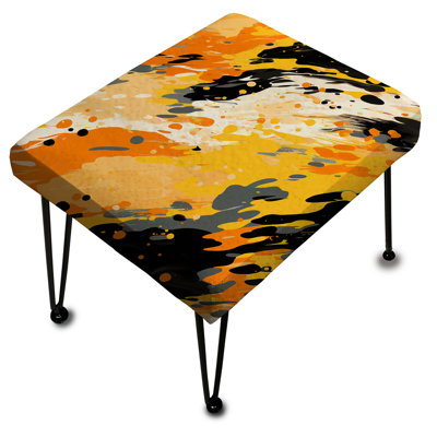 Jaune et noir Painterly Cheeta Print I - Repose-pieds rectangulaire à imprimé animal