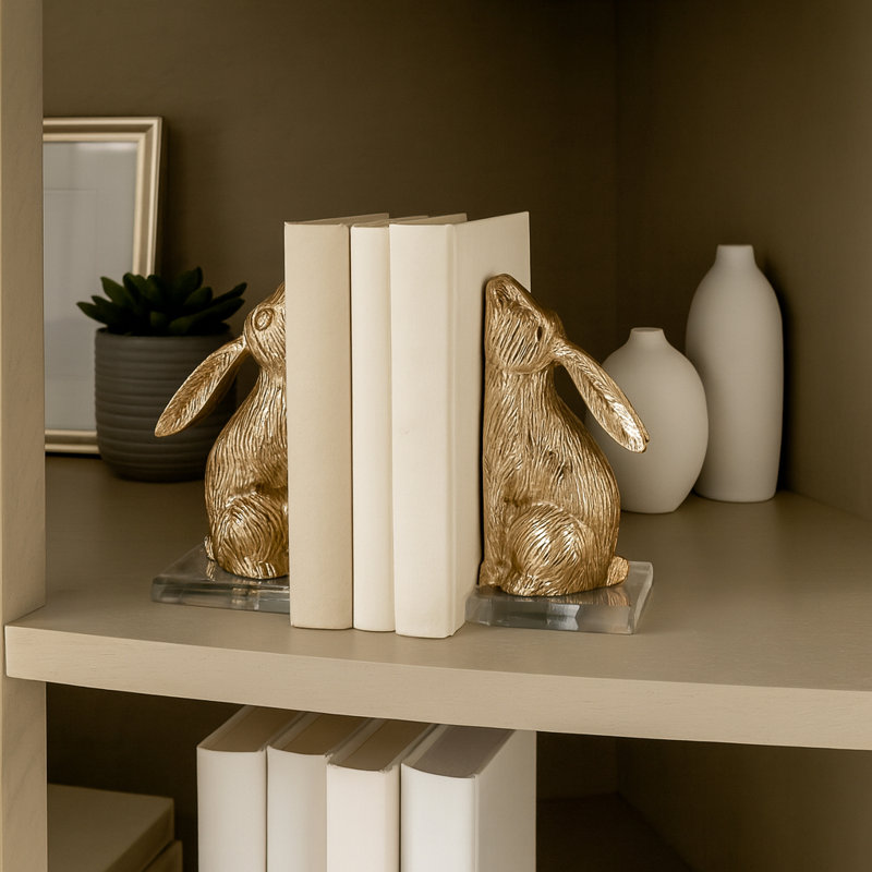 Figurine lapin Modern Bookends avec finition métallique
