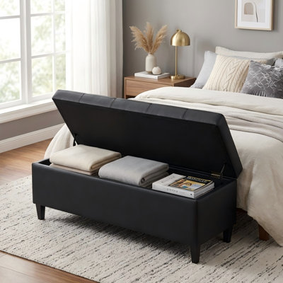 50.5‘ Wide Tufted Faux Leather Upholstered Storage Bench