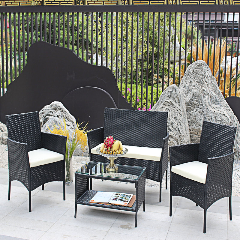 4 Piece Outdoor Patio Sofa Seat, Beige