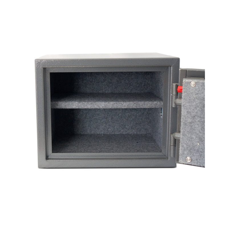Coffre-fort pour petits bureaux en acier - 12,01 po Profondeur, 15,4 largeur, hauteur, 46,27 lb, coffre-fort protégé gris