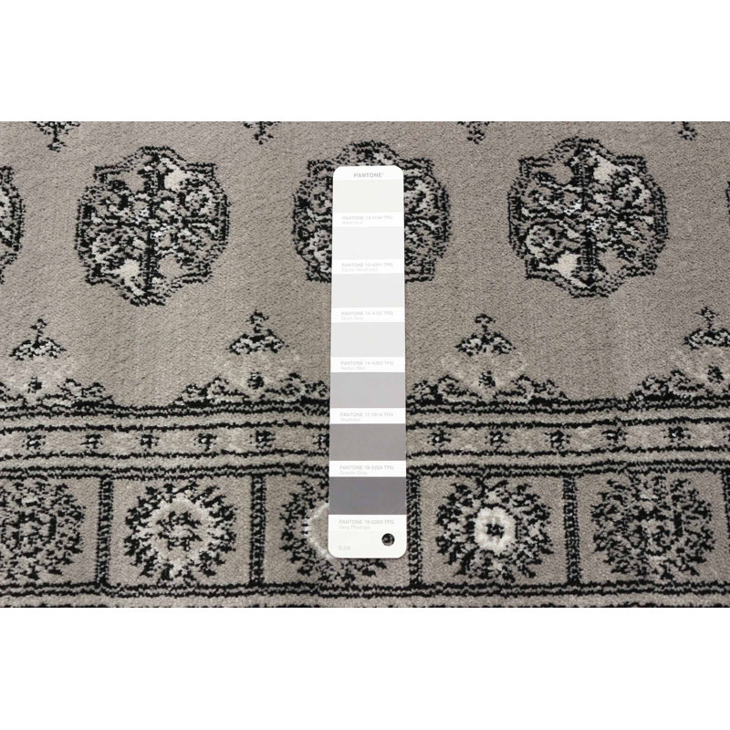 Gris Stewart/beige/Tapis décoratif noir, Tapis de couloir 2 pi x 8 pi
