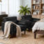 Fauteuil club capitonné à accoudoirs carrés en similicuir avec 2 coussins-1509266299