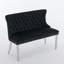 Banc en velours pour causeuse double pour la salle à manger, sièges de cuisine et de salle à manger, banc capitonné à 2 places avec boutons faits à la main, dossier à oreilles, pieds en acier inoxydable argenté brossé, style Mid-Century, paquet simple, noir-216910269-216910211