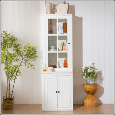 Grand garde-manger autoportant 75,25 po avec porte vitrée et fenêtre en treillis