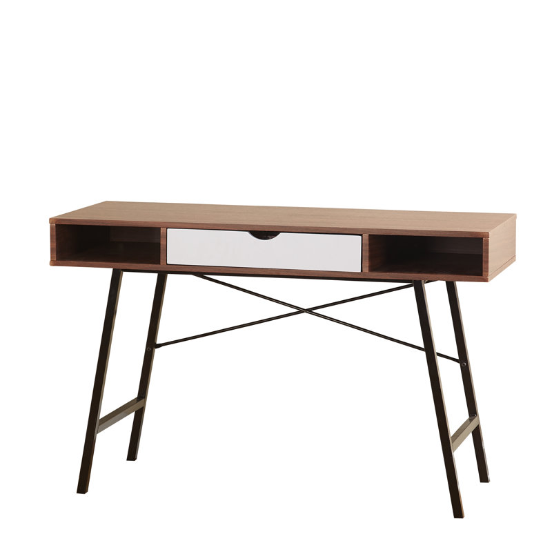 Decio Steel Writing Desk, Espresso/White