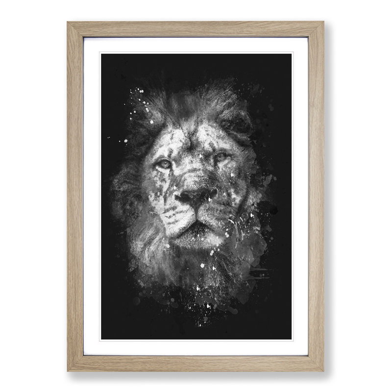 The Proud Lion - Framed Print, 45cm H x 33cm W x 2cm D, Oak Framed