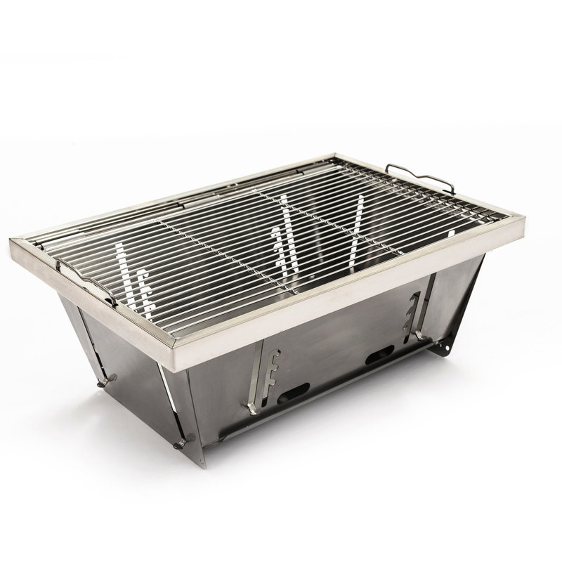 Barbecue portatif à charbon de bois de pique-nique - Surface de plaque de camping extérieure en acier plié et rouille