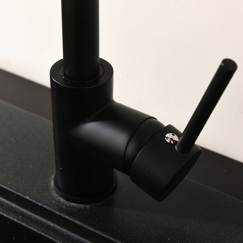 Robinet de cuisine en acier inoxydable noir mat, robinet d'évier commercial à poignée simple avec une excellente fonctionnalité, poignée de robinet moderne, conception avancée