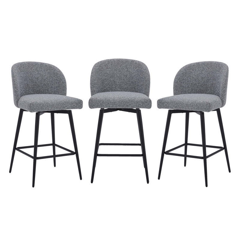 Tabouret de bar et de bar Benedit, Gris, Tabouret de comptoir (siège d'une hauteur de 27 p, 3