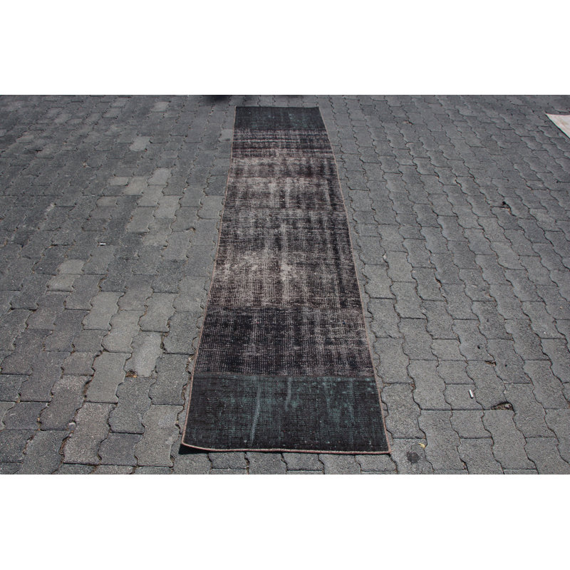Tapis classique Oushak - Patchwork turc rétro avec des tons noirs surdimensionnés pour la cuisine
