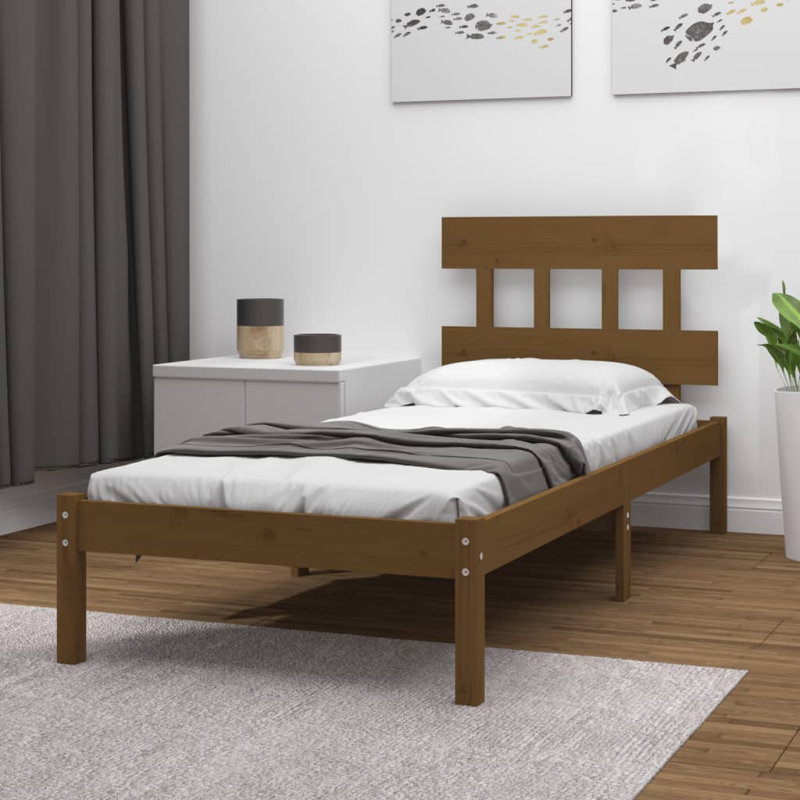 Bed Frame Solid Wood, Natural, Single (3')