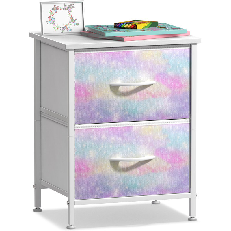 Bedside table with 2 drawers, Jaune