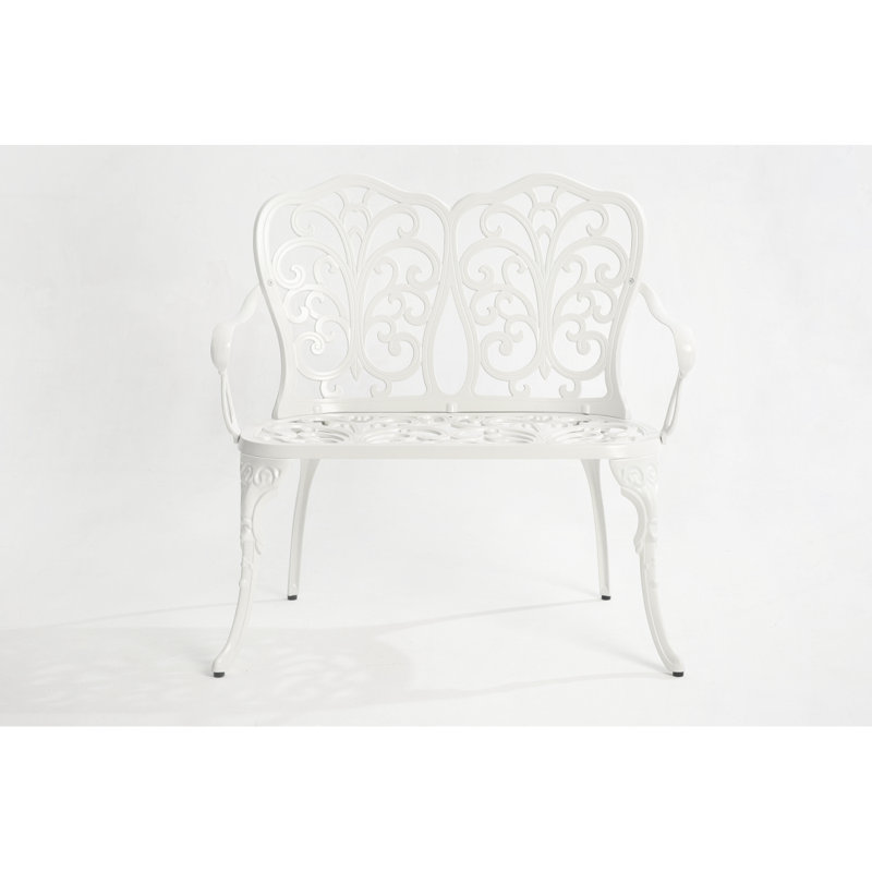 Banc de parc en métal au design classique pour l'extérieur, Blanc