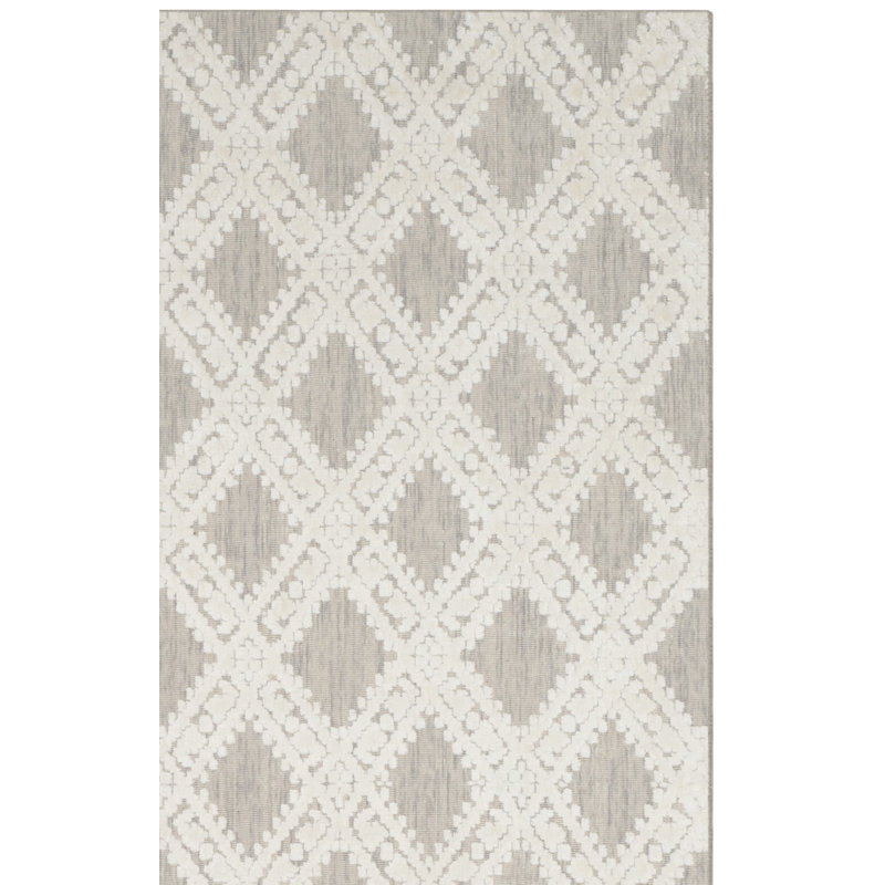Tapis argenté / ivoire tissé à la main Chanelle, Rectangle 6 pi x 9 pi
