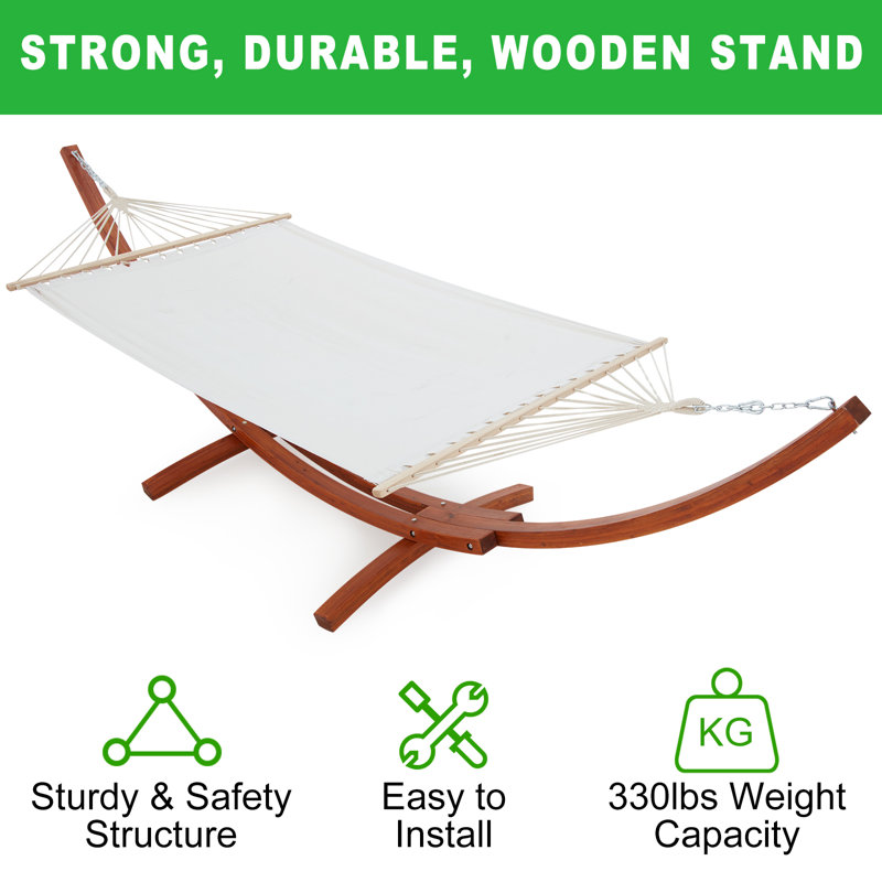 2 Person Spreader Bar Hammock with Stand, 48" H x 142.5" W x 47.2" D