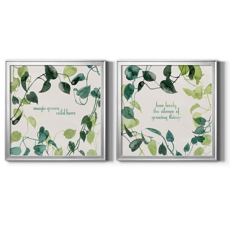 Magic Grows I Magic Grows I - ensemble de 2 reproductions d'art, Toile encadrée argentée, H 17,5 po x l 35 po x P 1,5 po