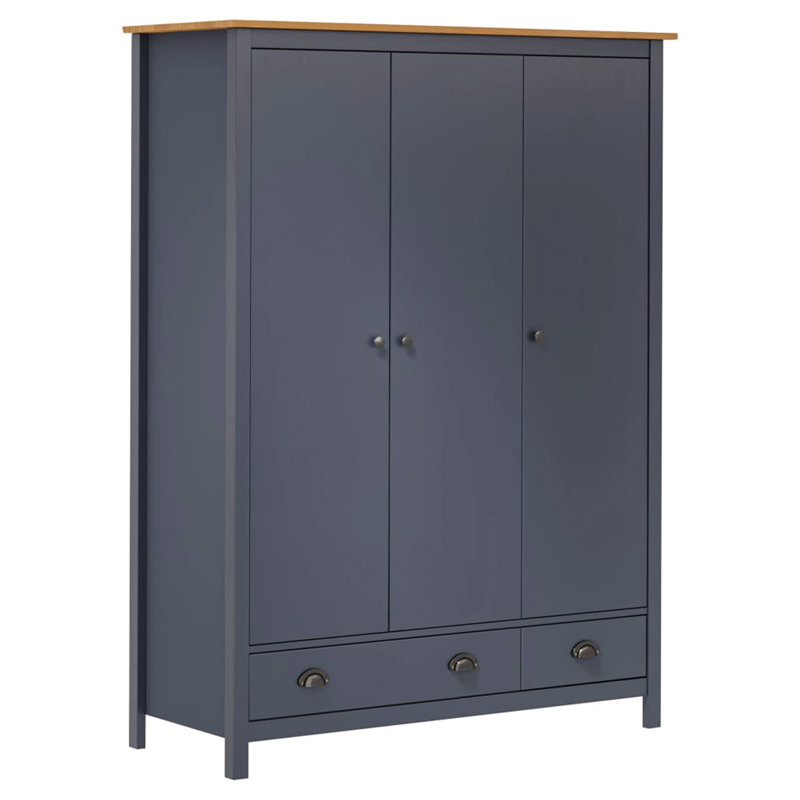 Cyanthia Solid Wood Wardrobe, Grey/Honey Brown