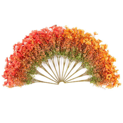 Maman artificielle d'automne - 12 pièces de marguerites jaunes orange en fausse soie résistantes aux rayons UV pour la décoration d'automne