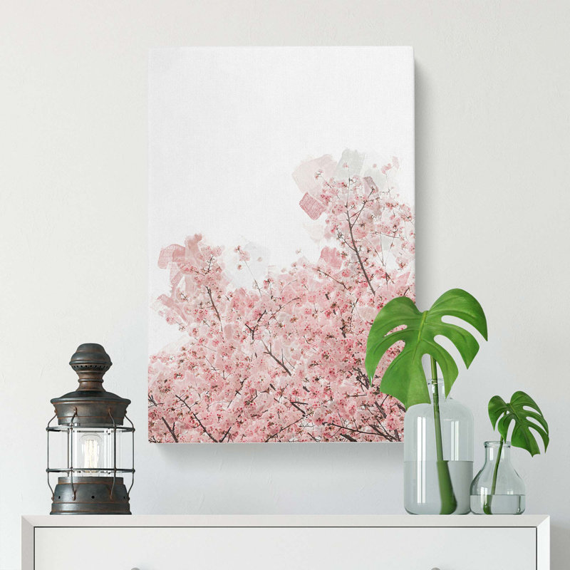 Pink Cherry Tree In Abstract - Wrapped Canvas Print, 50cm H x 35cm W x 3cm D