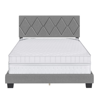 Structure de lit tapissier avec tête de lit Diamond Linen