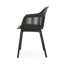 Chaises d'extérieur Dahlia. En polypropylène noir. Dimensions : 84 cm (H) x 57 cm (L) x 55 cm (P). Style minimaliste et confort.